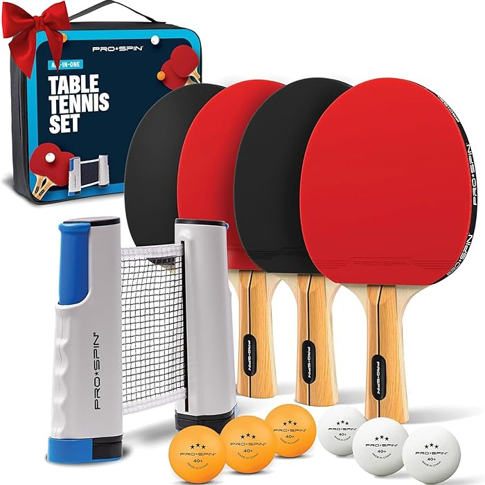 PRO-SPIN All-in-One Ping Pong Set - Retractable Ping Pong Net for Any Table (72"), Ping Pong Padd... | Amazon (US)