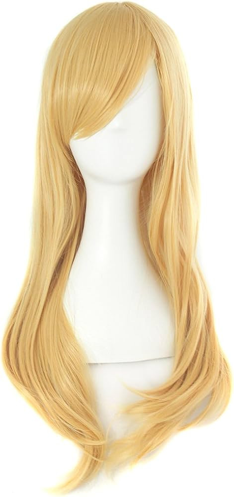 MapofBeauty 24 Inch/60 cm Long Anime Side Bangs Great Wavy Curly Cosplay Party Wig (Orange Yellow... | Amazon (US)