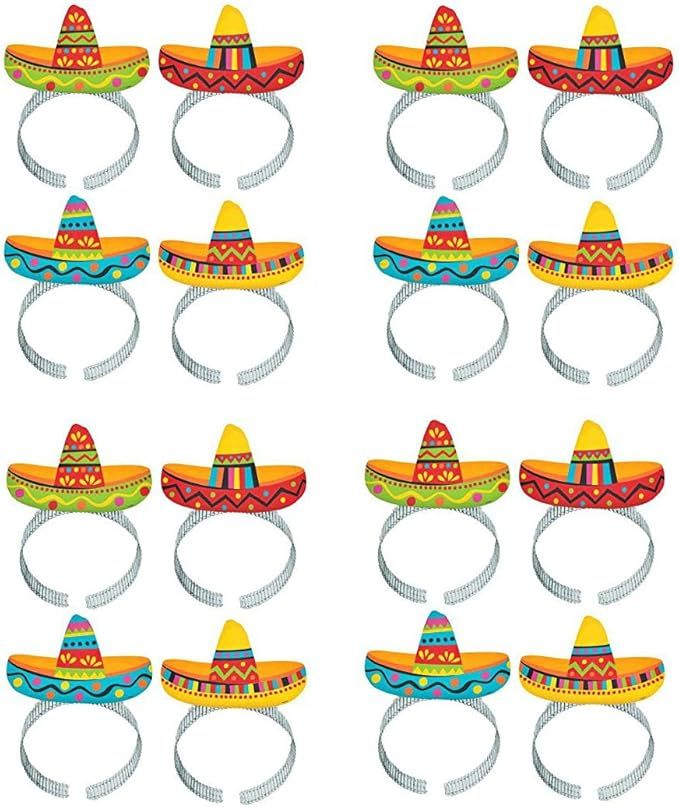 Cinco De Mayo Fiesta Party Colorful Sombrero Headbands Accessories, Paper, Pack of 16 | Amazon (US)