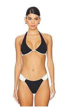 LSPACE Isa Bikini Top in Black & Cream from Revolve.com | Revolve Clothing (Global)