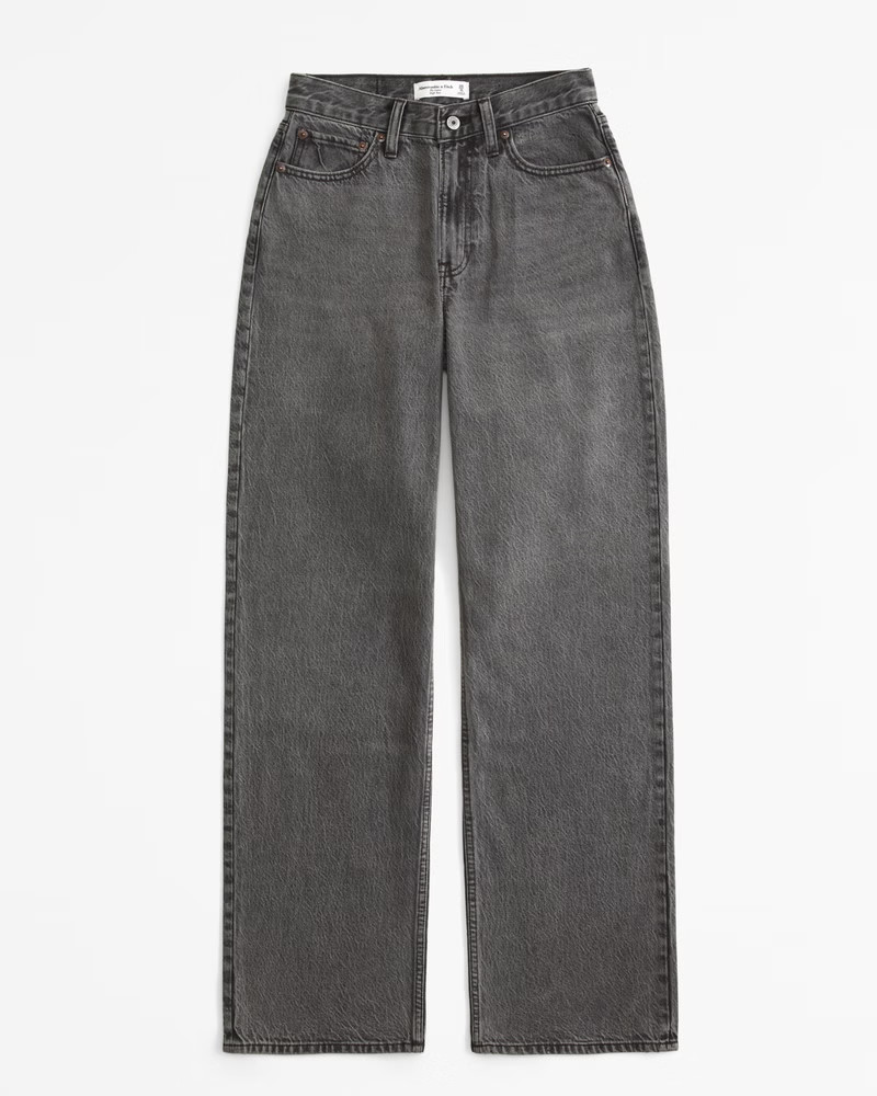 Abercrombie & Fitch Women's High Rise Loose Jean in Dark Grey - Size 32 | Abercrombie & Fitch (US)