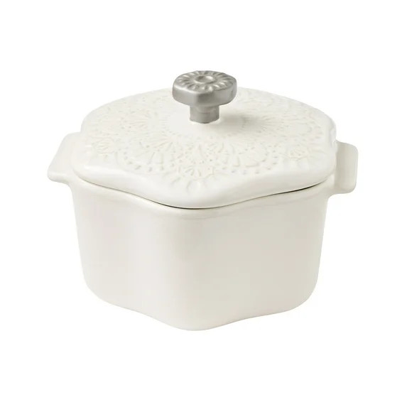 The Pioneer Woman Stoneware 2 Cup Snowflake Cocotte with Lid, White - Walmart.com | Walmart (US)