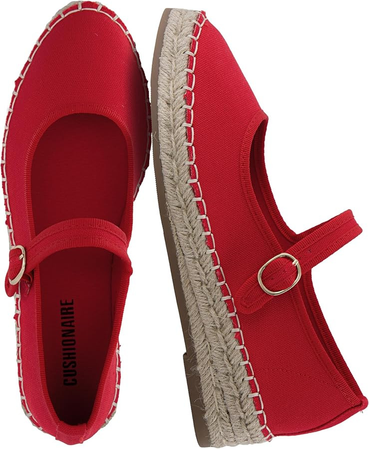 CUSHIONAIRE Tapas Canvas Mary Jane Flat Espadrilles for Women, Cushioned Comfort Closed Toe with ... | Amazon (US)