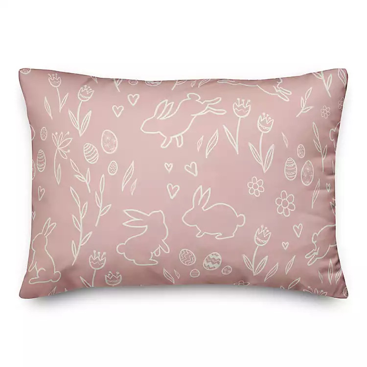 Pink Simple Bunny Outdoor Pillow | Kirklands