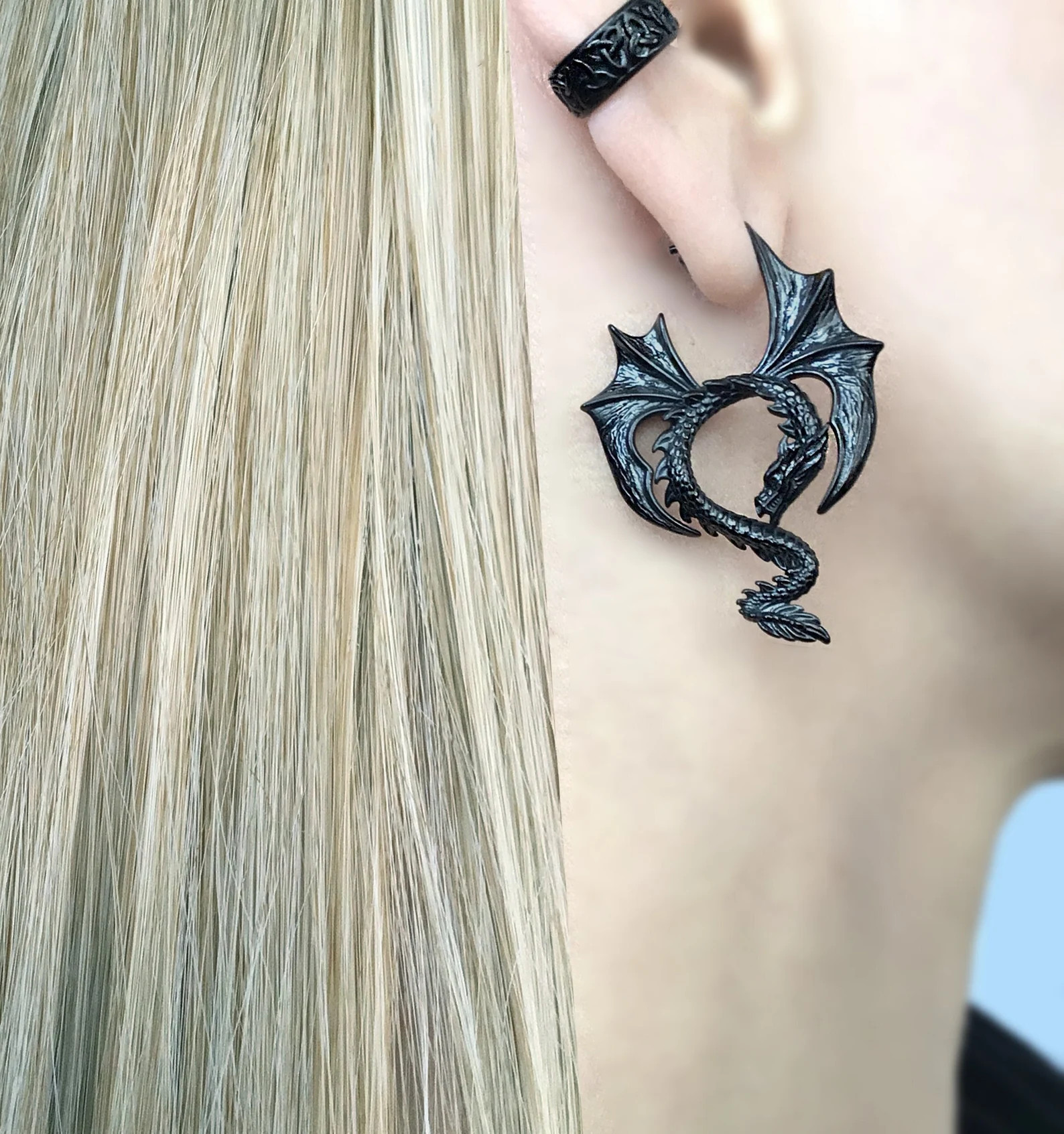 Dragon Earrings, Gothic Stainless Steel Jewelry, Large Studs - Etsy | Etsy (Global)