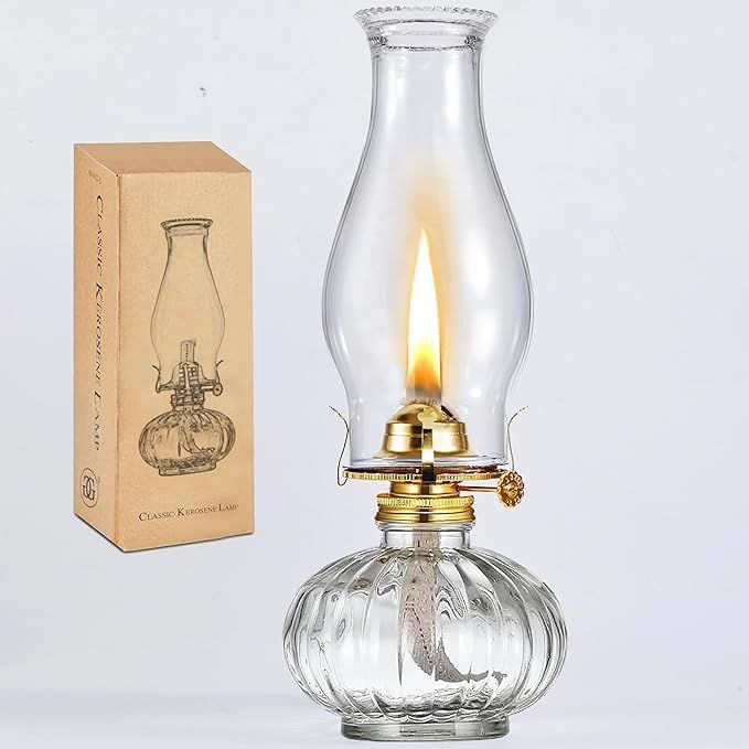 Oil Lamp Glass Kerosene (Large), Kerosene Oil Lantern for Rustic Decor Style, Hurricane Lamp, Oil... | Amazon (US)