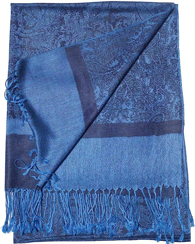 Paisley Pashmina Silk Scarf Shawl Jacquard Cashmere Wrap Stole Two Tones Reversible | Amazon (US)