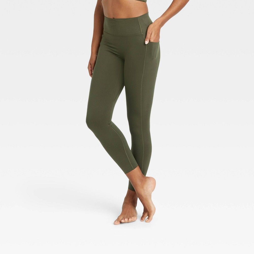 Women's Flex High-Rise 7/8 Leggings - All in Motion Olive Green XS-Long | Target