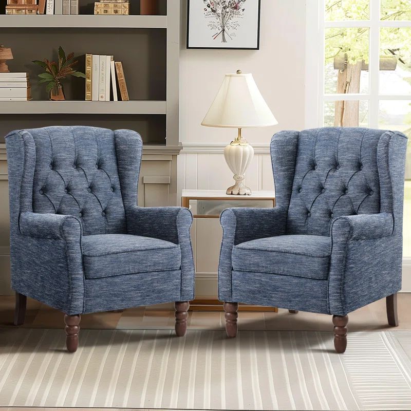 Angiolino Upholstered Button Tufted Small Accent Chair Armchair (Set of 2) | Wayfair North America