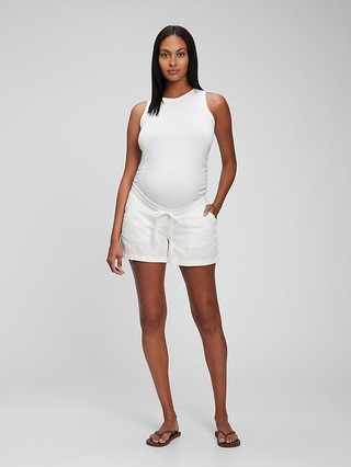 Maternity Linen-Cotton Pull-On Shorts | Gap (US)