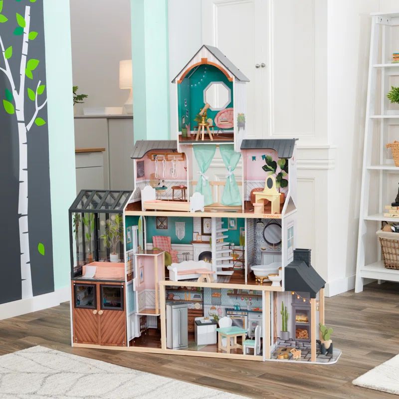 Celeste Mansion Wooden Dollhouse with Lights & Sounds and 24 Accessories | Wayfair North America