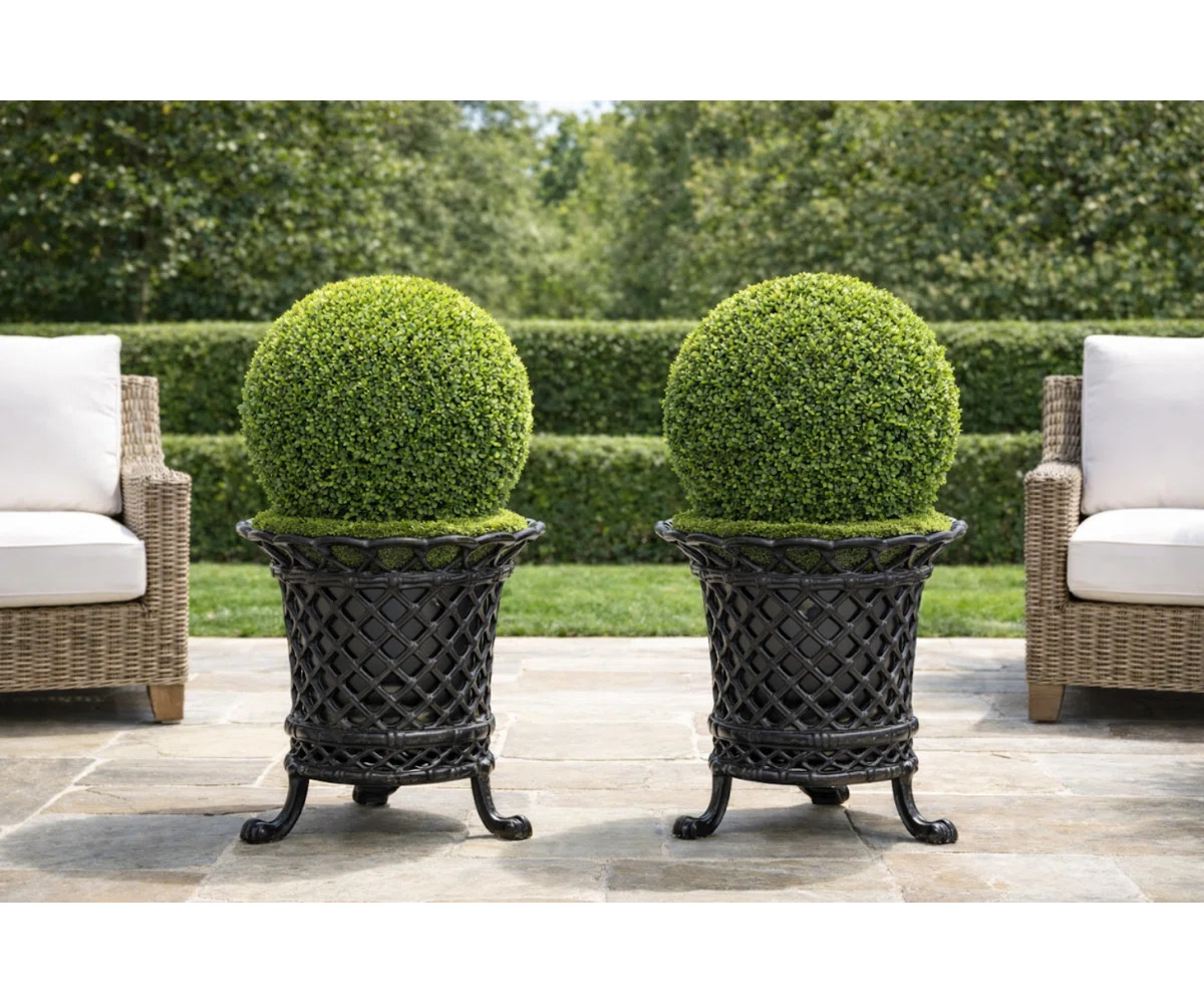 Black Lattice Footed Floor Planter, Small | Wayfair North America