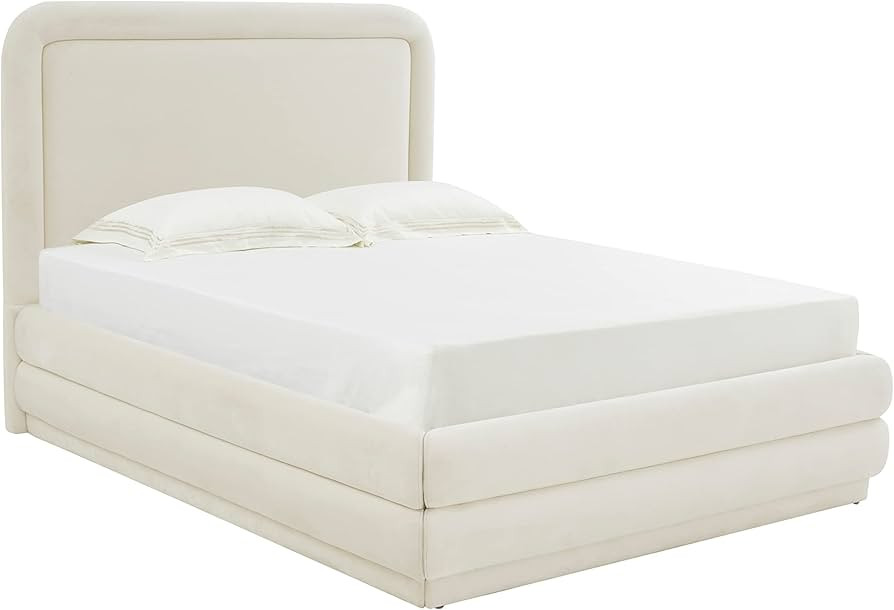 TOV Furniture Briella Cream Velvet Upholstered Bed in Queen | Amazon (US)