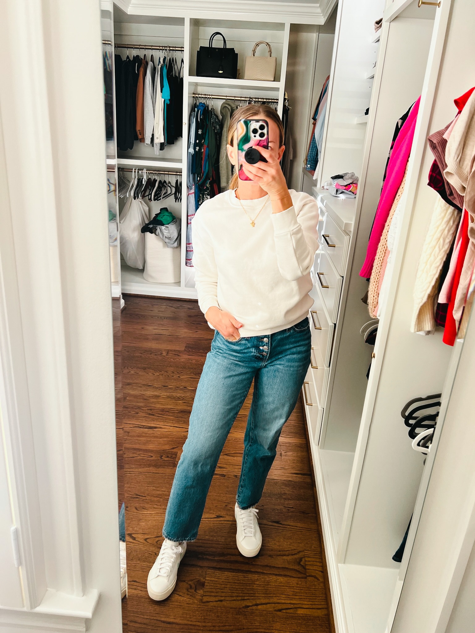 Amazon sweatshirt (size XS), Madewell jeans (Size 25) and new white sneakers by Veja. #casualworkfromhome #workfromhome

#LTKSeasonal