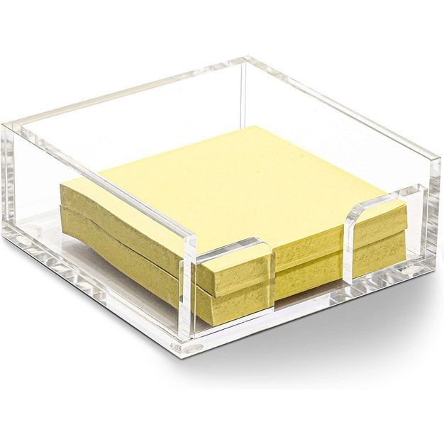 Juvale 3x3 Sticky Note Pad Holder, Acrylic Desk Organizations, Clear (3.9 x 3.9 x 1.6 inches) | Target