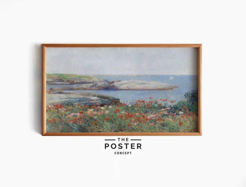 Spring Seascape Poppies Frame TV Art Vintage Spring Seascape Poppies Painting Instant DIGITAL Dow... | Etsy (US)