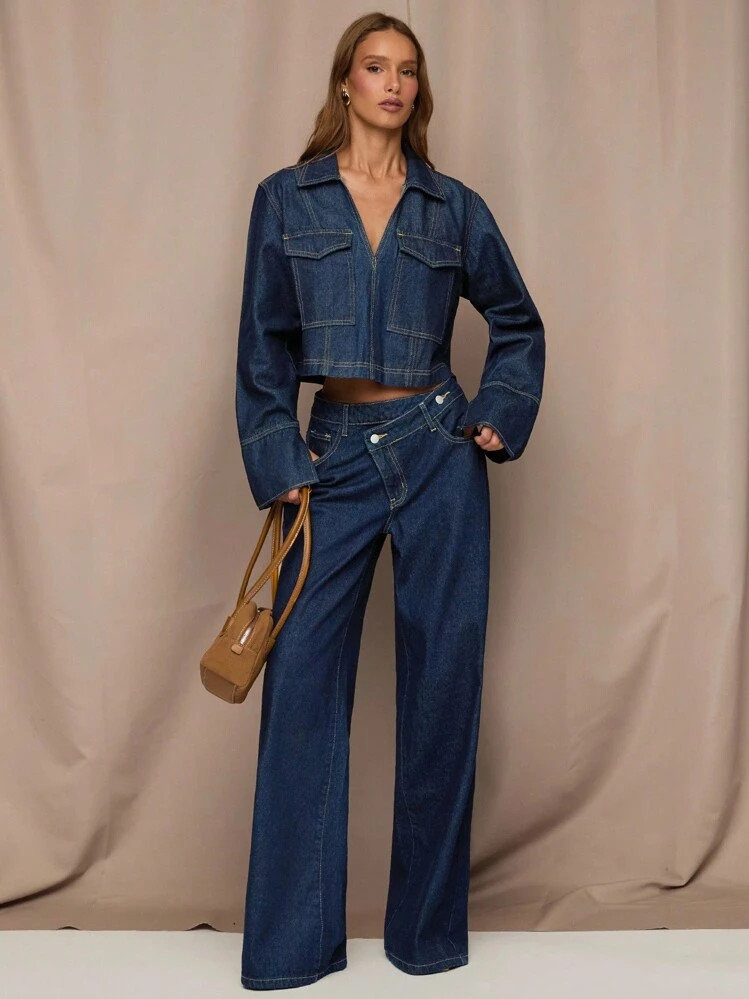 Tall asymmetrical heans with medium stretch  | SHEIN