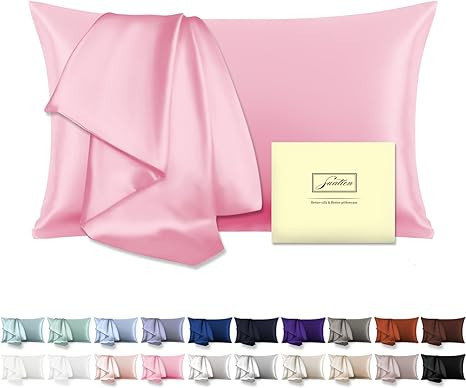 Natural Mulberry Silk Pillowcase for Hair and Skin Standard Size 20"X 26" Case with Hidden Zipper... | Amazon (US)