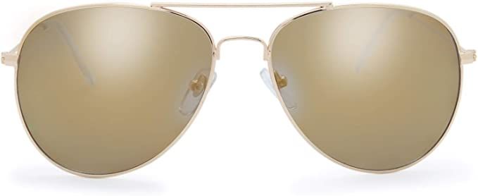 The Fresh Classic Metal Frame Mirror Lens Aviator Sunglasses with Gift Box | Amazon (US)