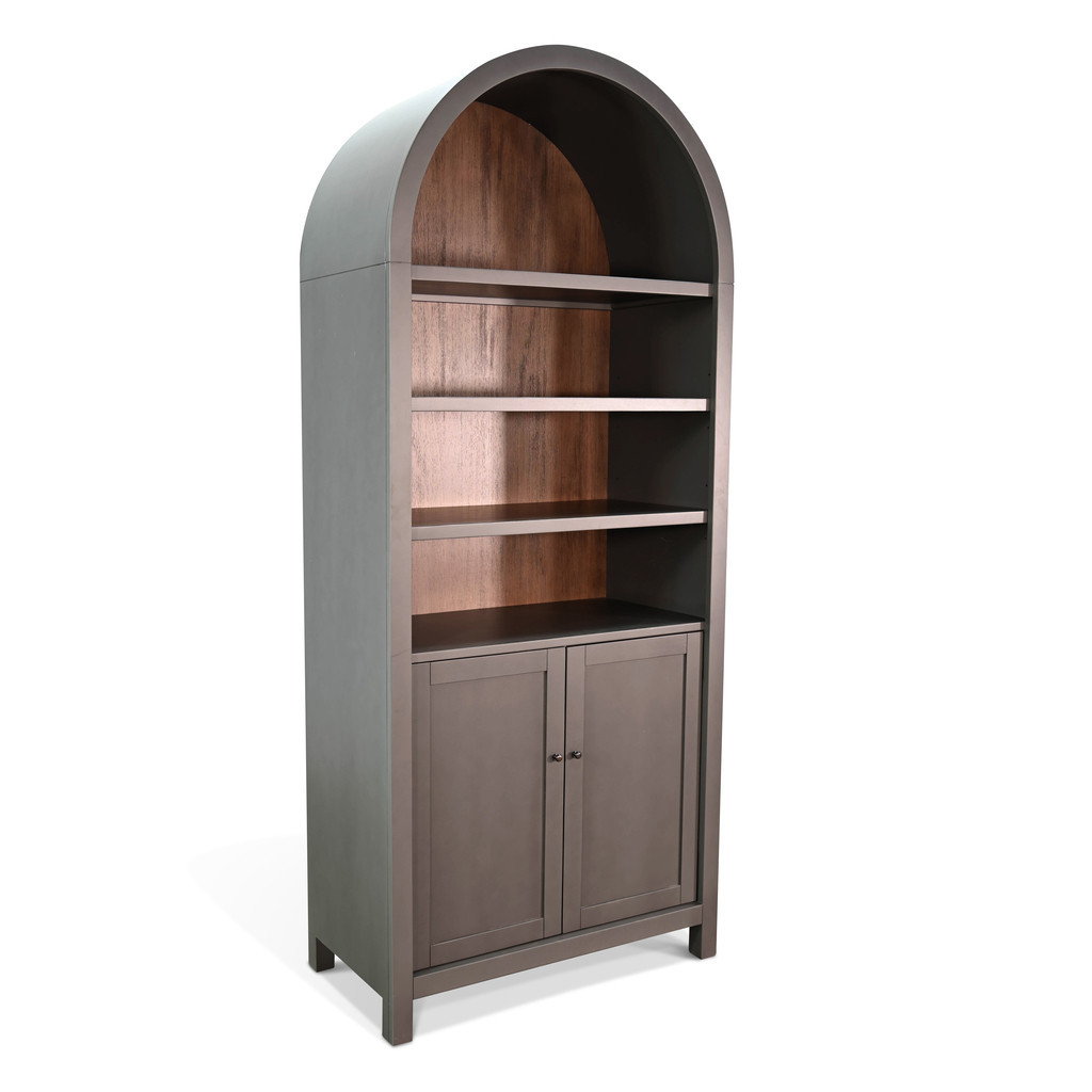 Arched Display Cabinet with Doors In Dark Brown | 1stopbedrooms