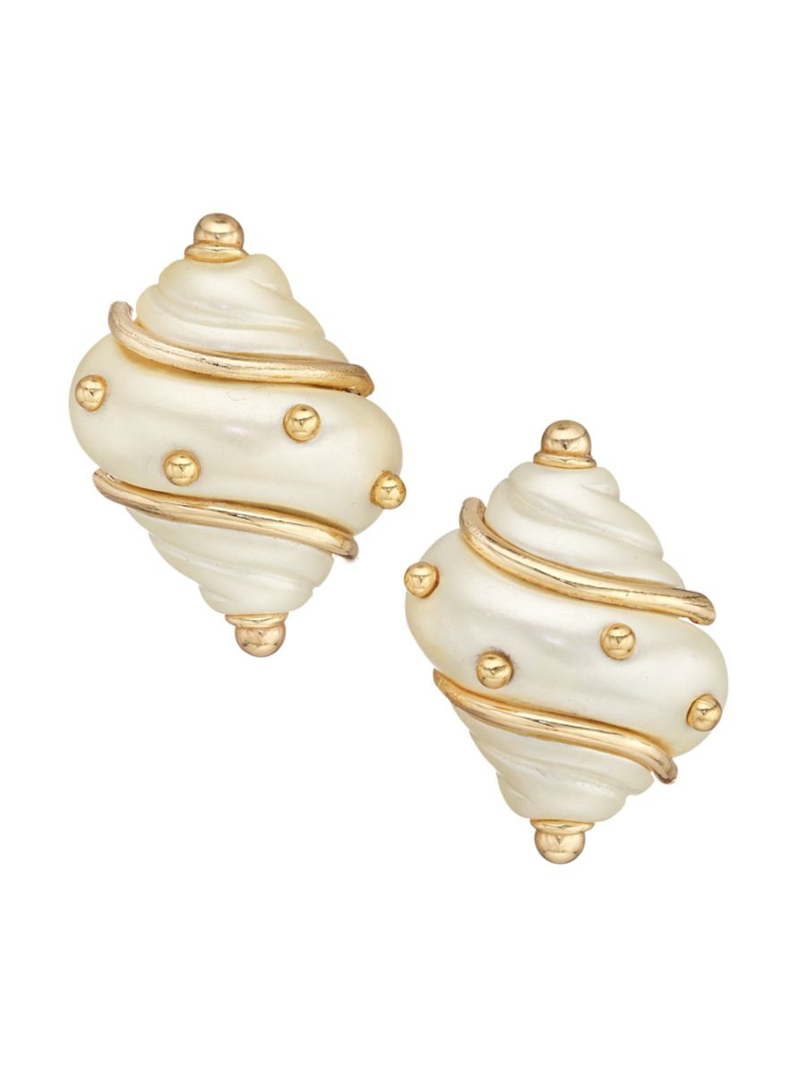 Goldtone Faux Pearl Shell Clip-On Earrings | Saks Fifth Avenue