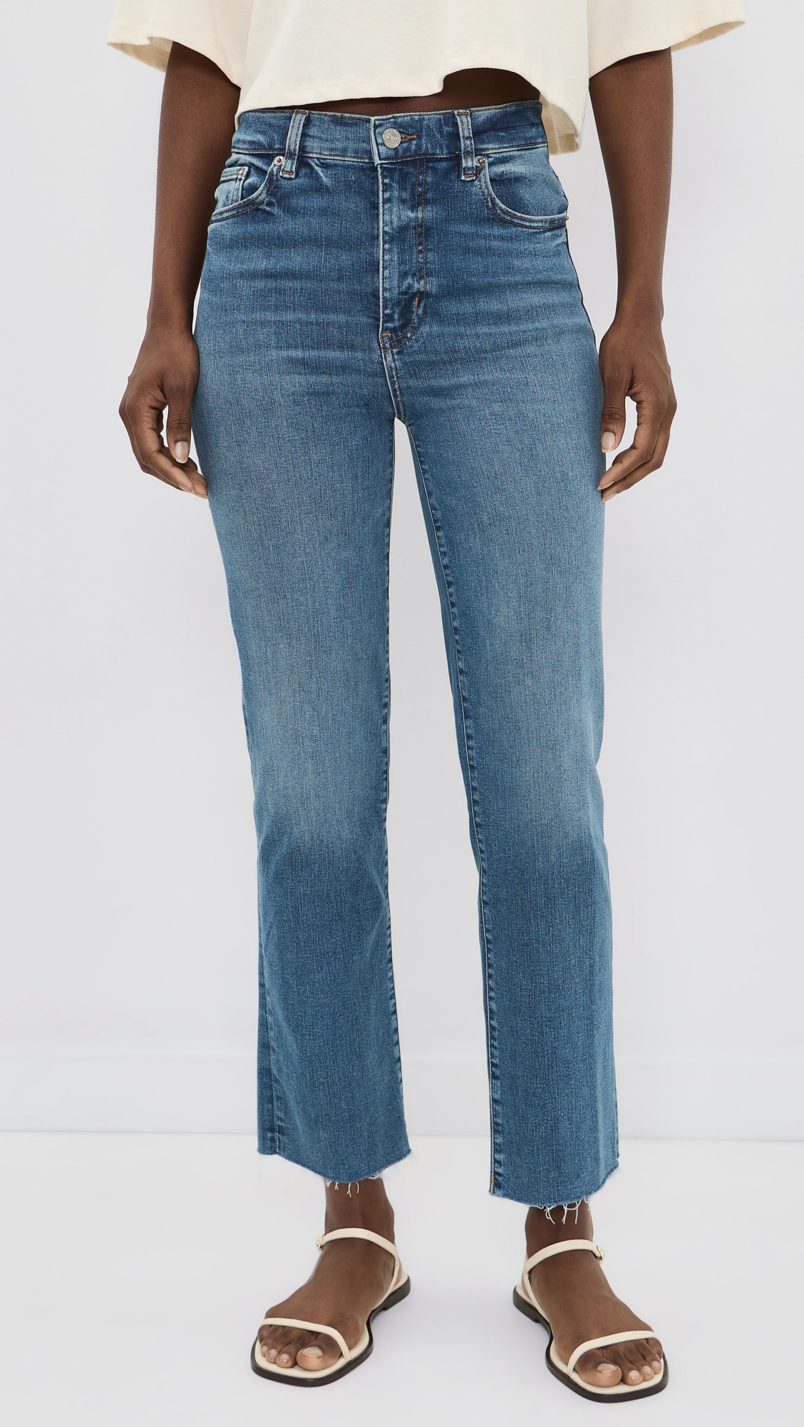 FRAME Le Sleek Straight Jeans Daylily Raw Fray 31 | Shopbop