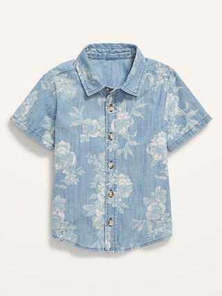 Short-Sleeve Floral Chambray Shirt for Toddler Boys | Old Navy (US)