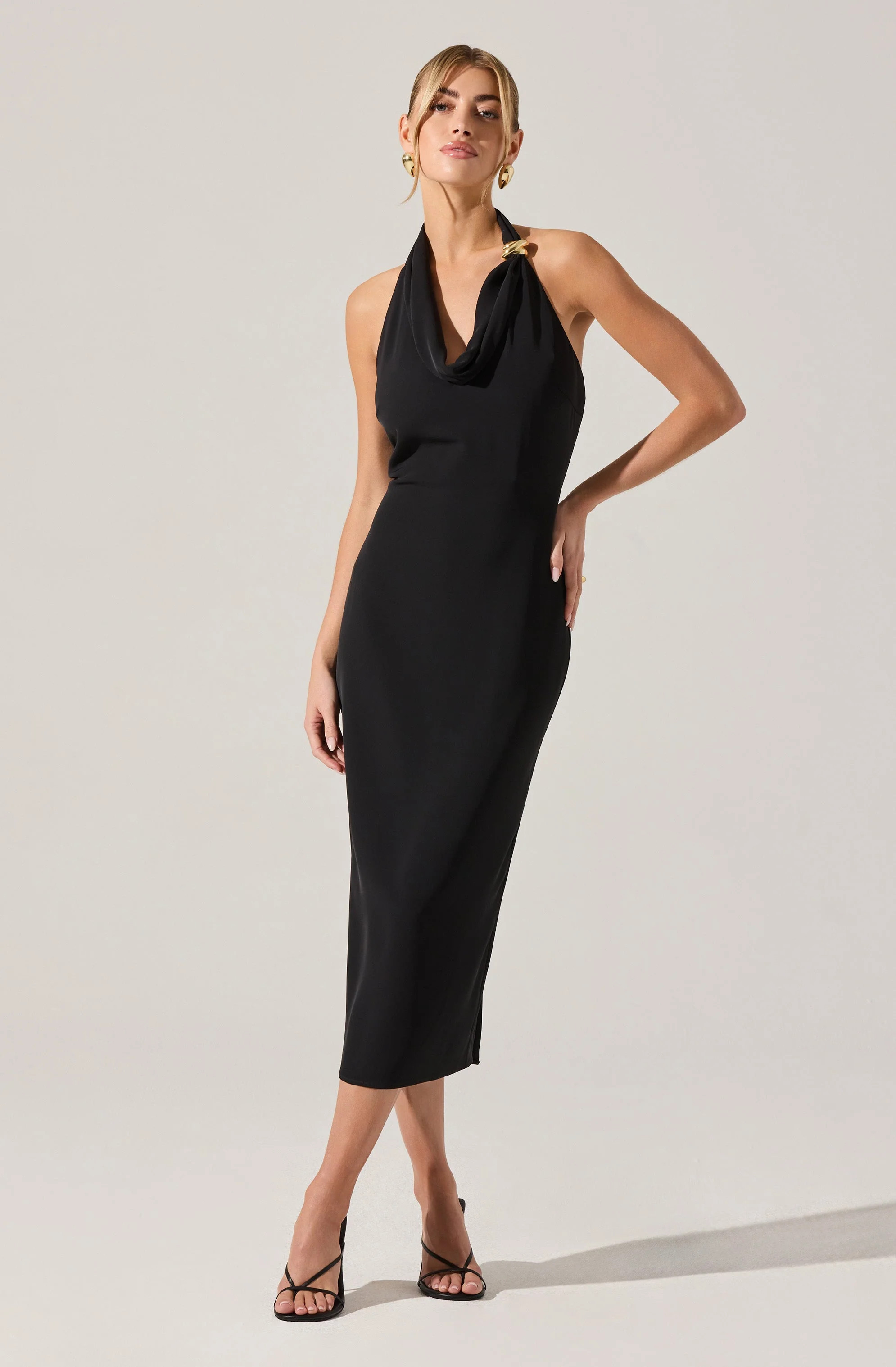 Alanna Halter Cowl Neck Dress - Black / XS | ASTR The Label (US)
