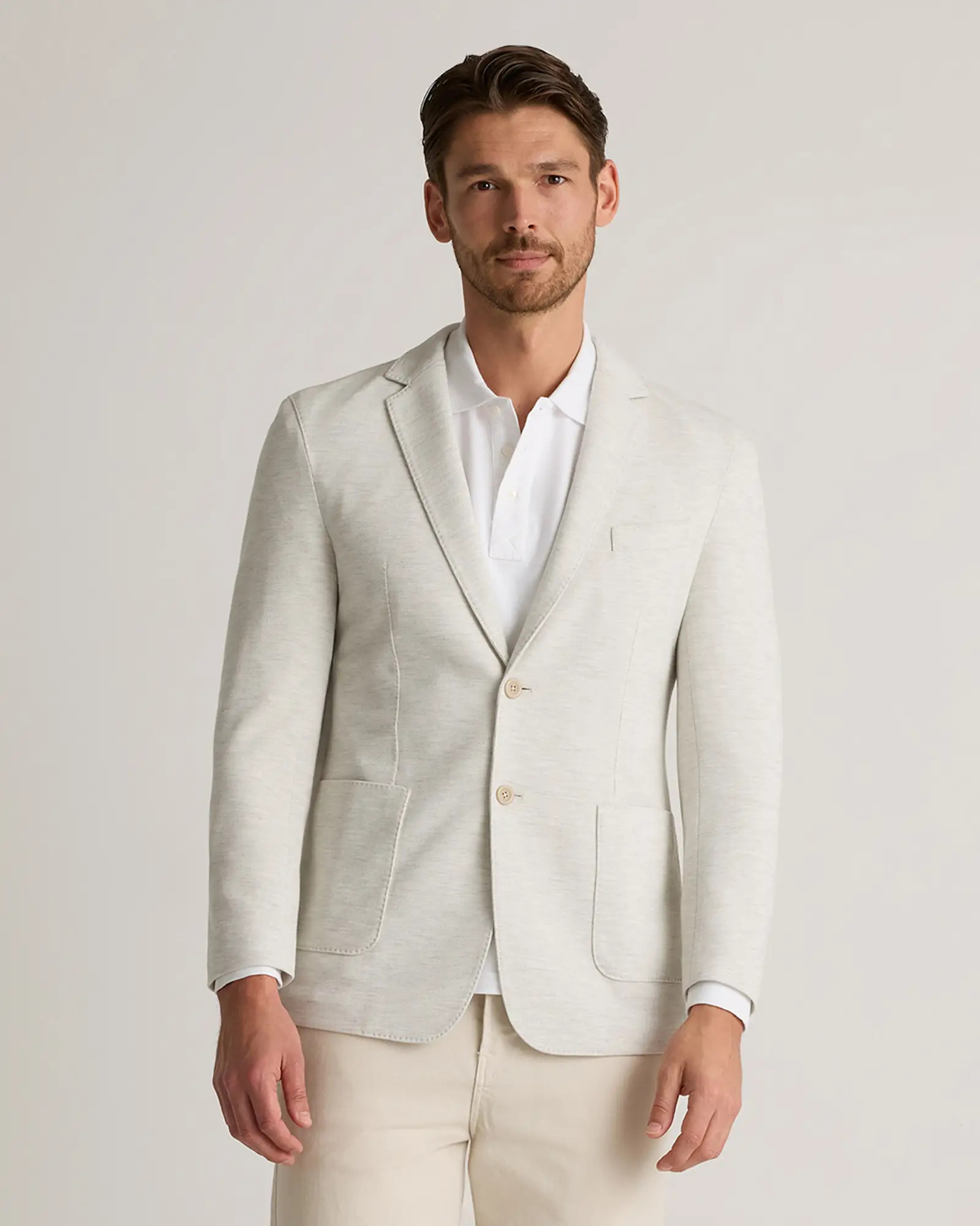 Cotton Pique Blazer in Heather White | Quince