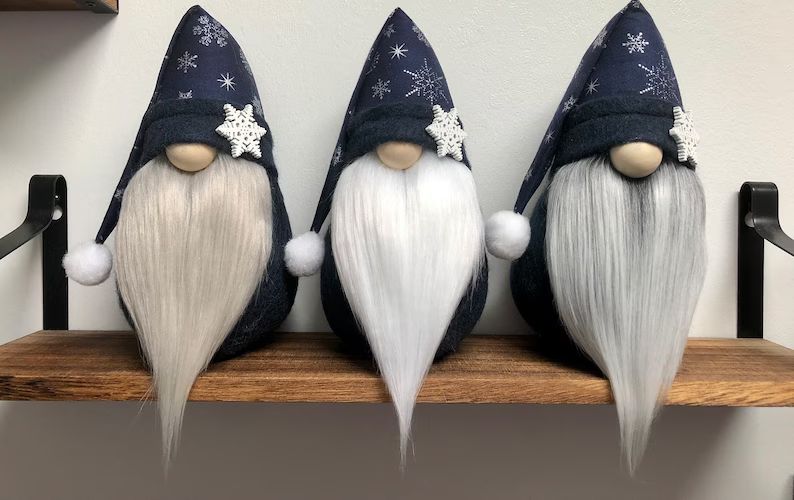 Navy Blue Snowflake Gnome Winter Gnome Winter Decor - Etsy | Etsy (US)