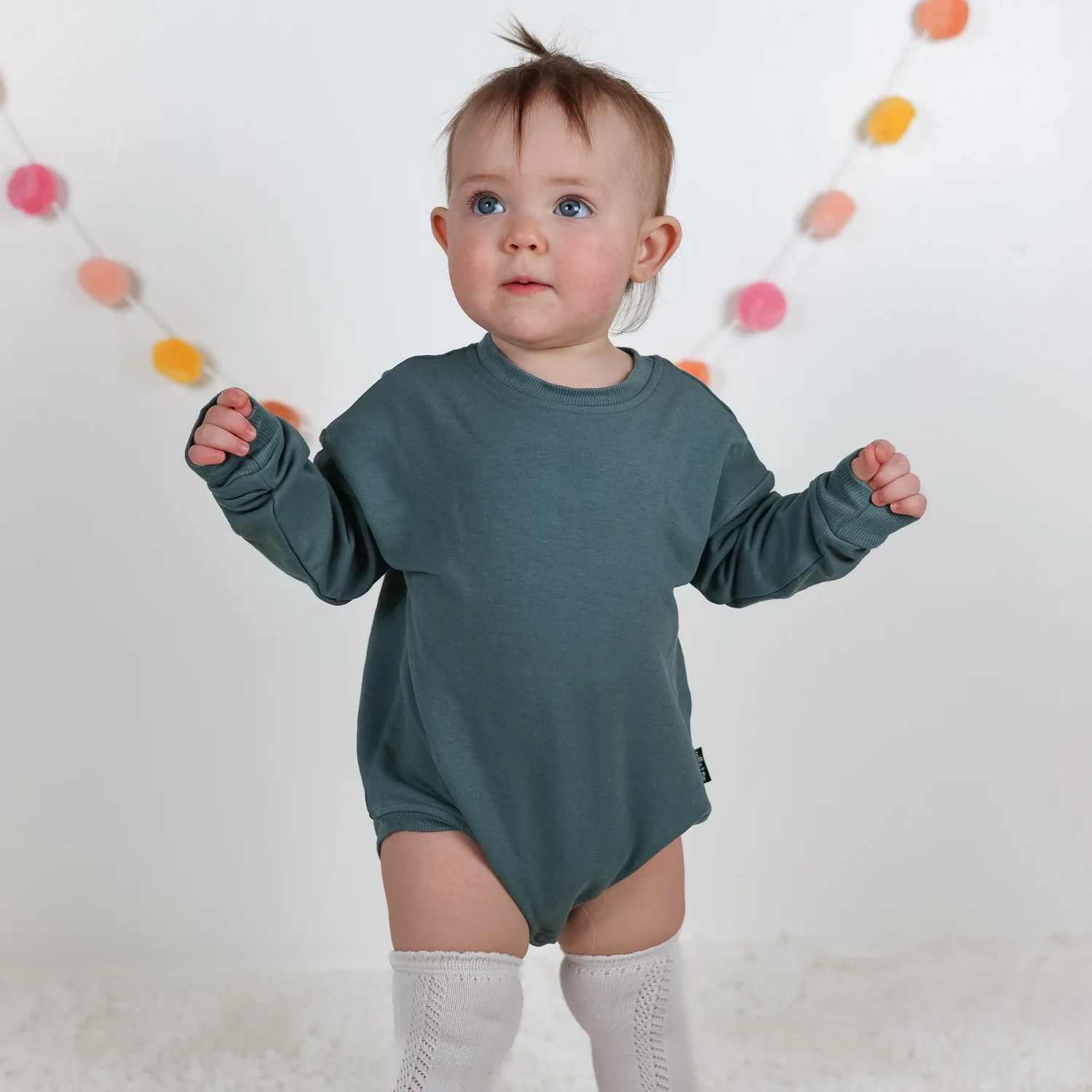 Crew Neck Romper- Slate | millie + roo