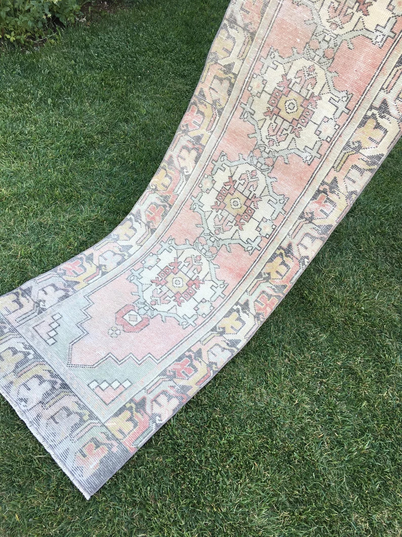 Distressed Vintage Oushak Rug RunnerWorn Low Pile Turkish Rug | Etsy | Etsy (US)