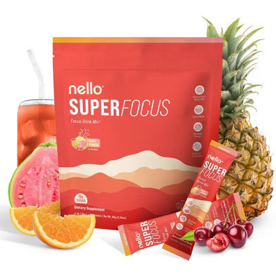 Nello Superfocus Nootropic Drink Mix Dietary Supplement Powder - Fruit Punch - 20ct | Target