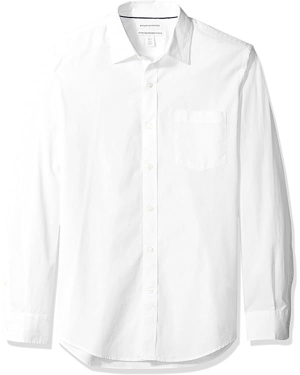 Amazon Essentials Men's Slim-Fit Long-Sleeve Poplin Shirt | Amazon (US)
