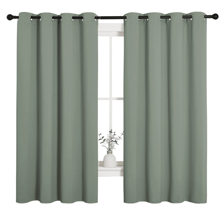 Coodeto Greyish Green Modern Blackout Curtains 68 inch Long 55" Wide Noise Reducing, 2 Panels, Th... | Walmart (US)