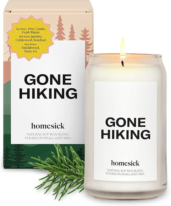 Homesick Scented Candles for Home (Gone Hiking) - 13.75 oz Long-Lasting Natural Soy Wax Blend Jar... | Amazon (US)