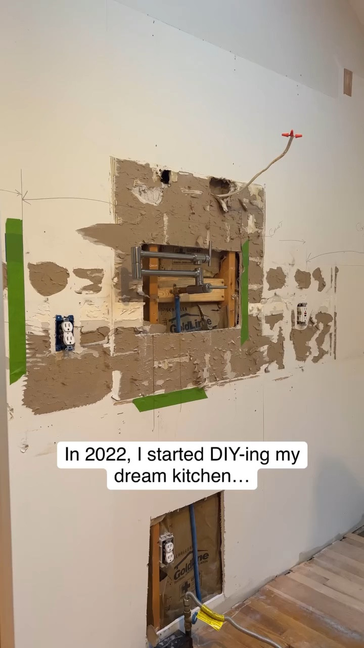 In 2022, I started DIY-ing my dream kitchen… and in 2024 I’m cooking in it!! I can’t believe I built this space with my own hands 😭🫶🏼 DIY kitchen, shop my home, Come Stay Awhile, Amanda Vernaci. 