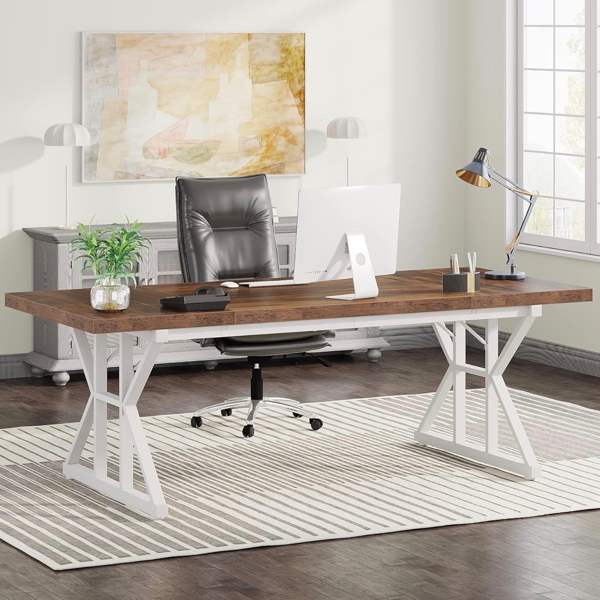 This desk is 100% on my wish list. Its spacious study and beautiful. Would make a great addition to an office area or cozy farmhouse office feel for your coworkers to have meetings!

#LTKdayinmylife #LTKHome