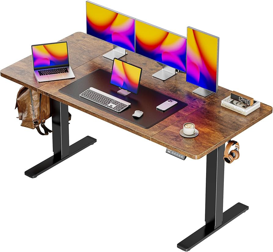 Huuger 55 x 28 Large Electric Standing Desk, Height Adjustable Computer Desk, 27.6" Deep Desktop,... | Amazon (US)