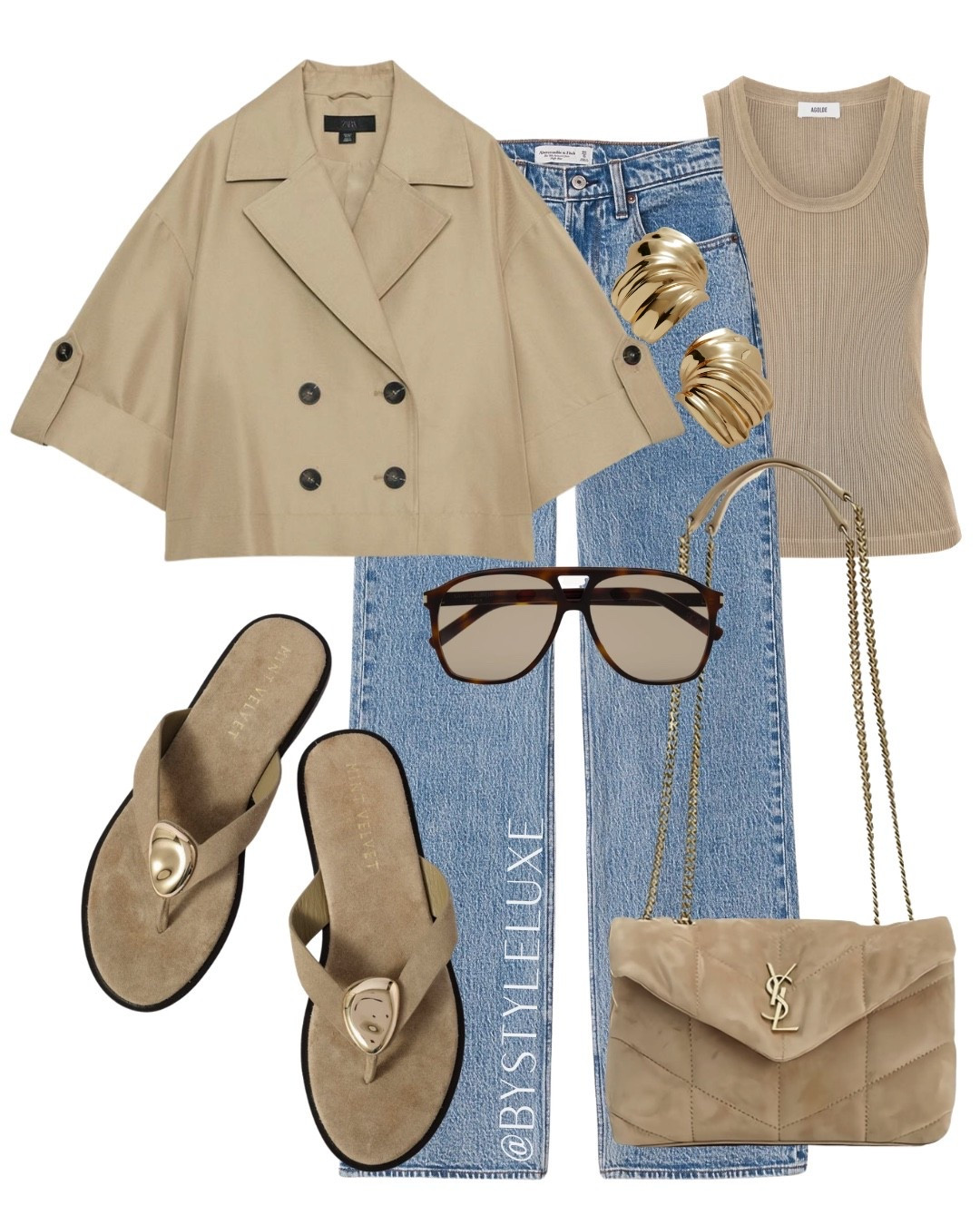 ZARA - love this new take on the classic cropped trench jacket with short sleeves from @Zara, elevates this whole look. 

#jeans #sandals #springoutfit2026

#LTKjeans #LTKspring #LTKshoes