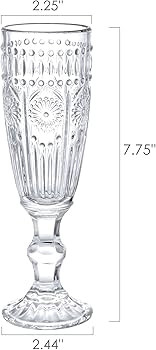 Kingrol 6 Pack 5 Ounces Glass Champagne Flutes, Vintage Sparkling Wine Glasses for Champagne, Cav... | Amazon (US)