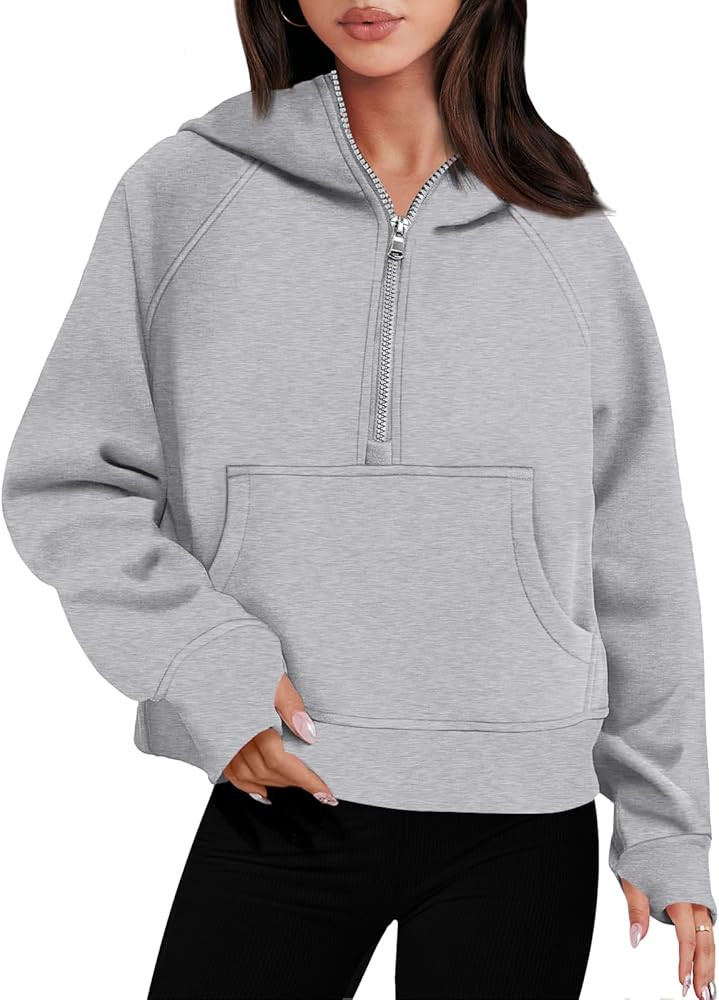 ANRABESS Women Half Zip Cropped Hoodies Fleece Quarter Zip Up Pullover Sweatshirts Winter Clothes... | Amazon (US)