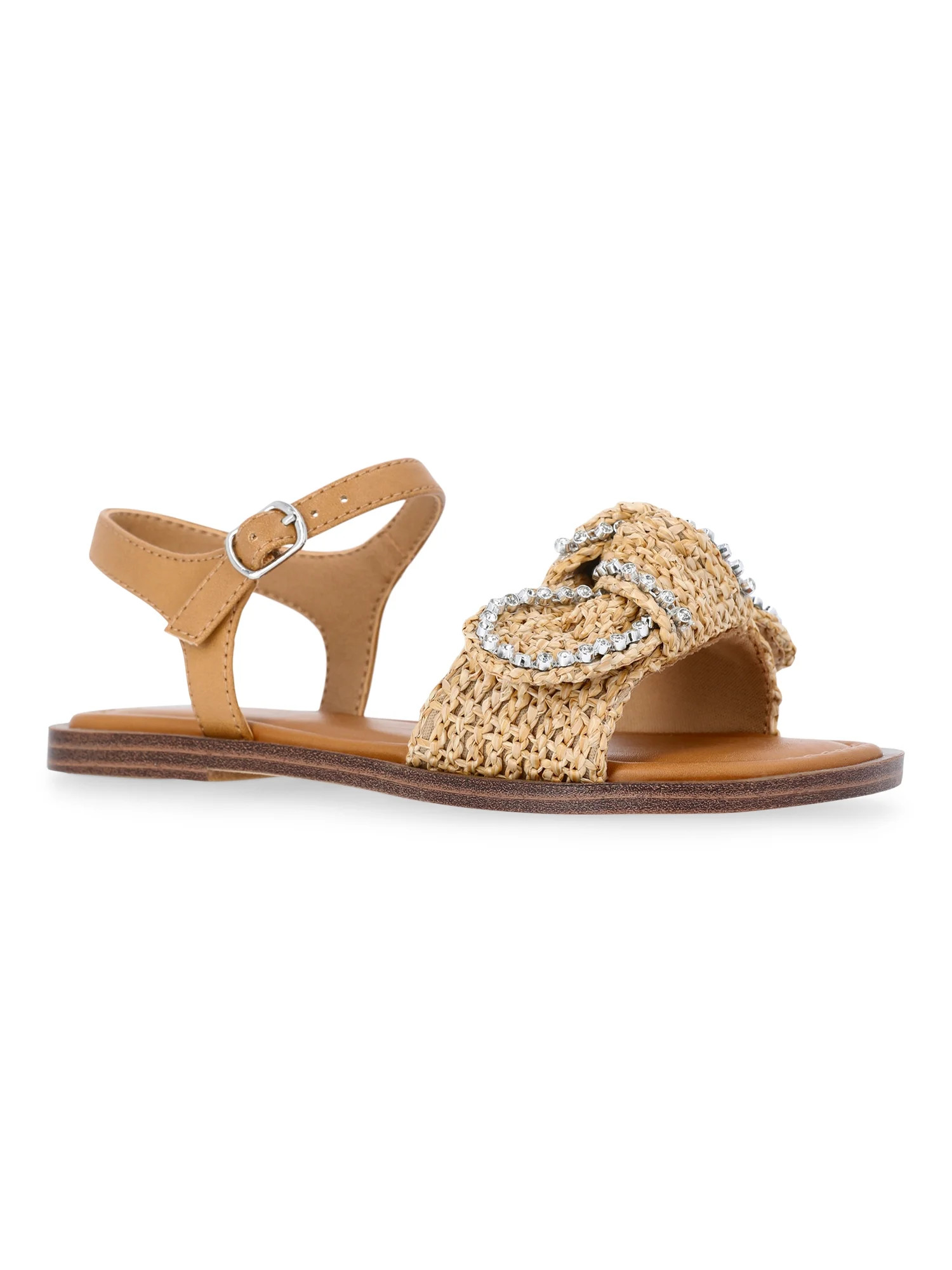 Wonder Nation Little & Big Girls Raffia Knot Sandals | Walmart (US)