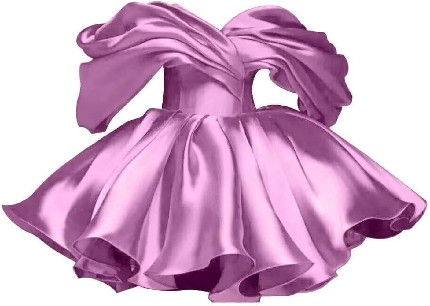 SHANDUAO Off Shoulder Short Bridal Shower Dresses Satin A Line Ruffles Prom Cocktail Party Gowns ... | Amazon (US)