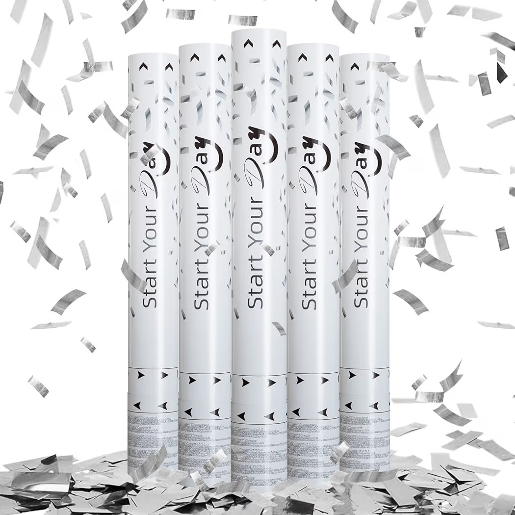confetti Cannons, 15 Inch+Longer Confetti Shooters Party Poppers, WORKKEEP Silver Confetti Popper... | Amazon (US)