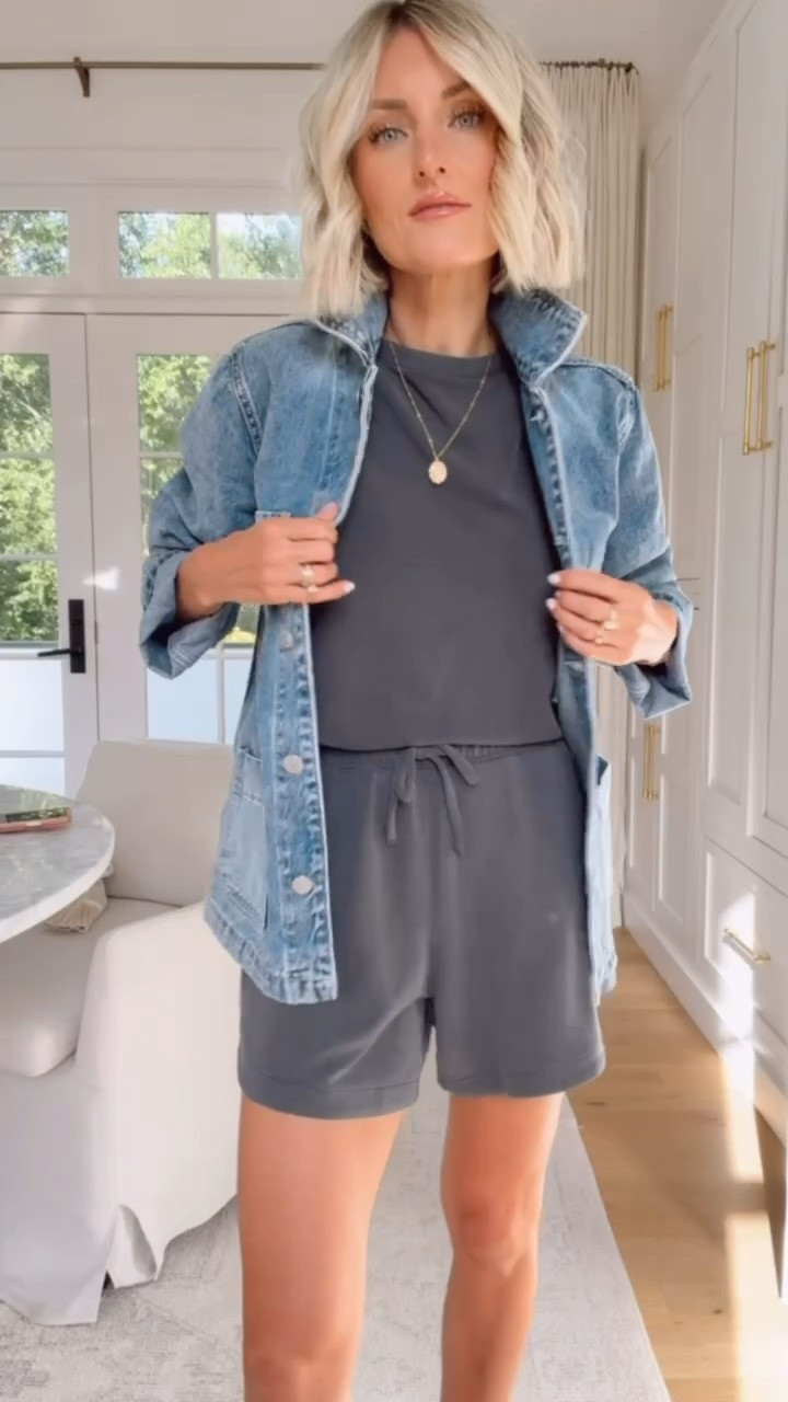 I love this set so much I got in two colors! And these colors will be great going into fall! I just layered a denim jacket over it, and I love how this look turned out! Perfect for travel! Wearing XS in tank & S in shorts! Use code BRITTANYXSPANX for 15% off your first order!

Loverly Grey, Spanx, matching set, lounge set, denim jacket, quince, travel outfit, pre fall 

 #LTKSeasonal #LTKTravel
