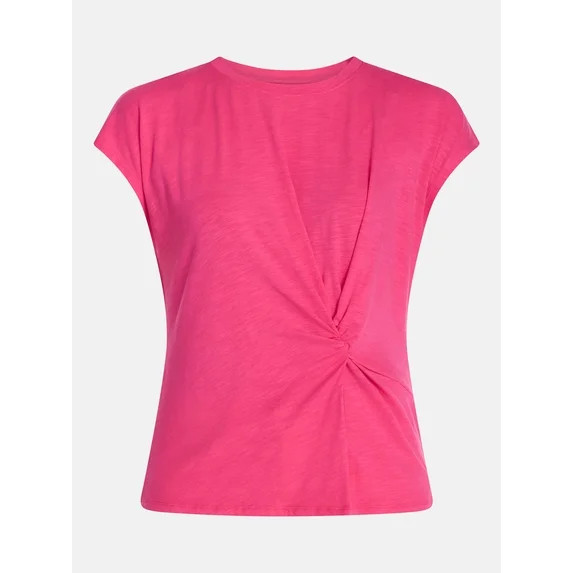 Hero image 5 of Time and Tru Women's Twist-Front Tee with Short Sleeves, Sizes XS-XXXL, 5 of 6 | Walmart (US)