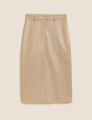 Faux Leather Midi A-Line Skirt | M&S Collection | M&S | Marks & Spencer (UK)