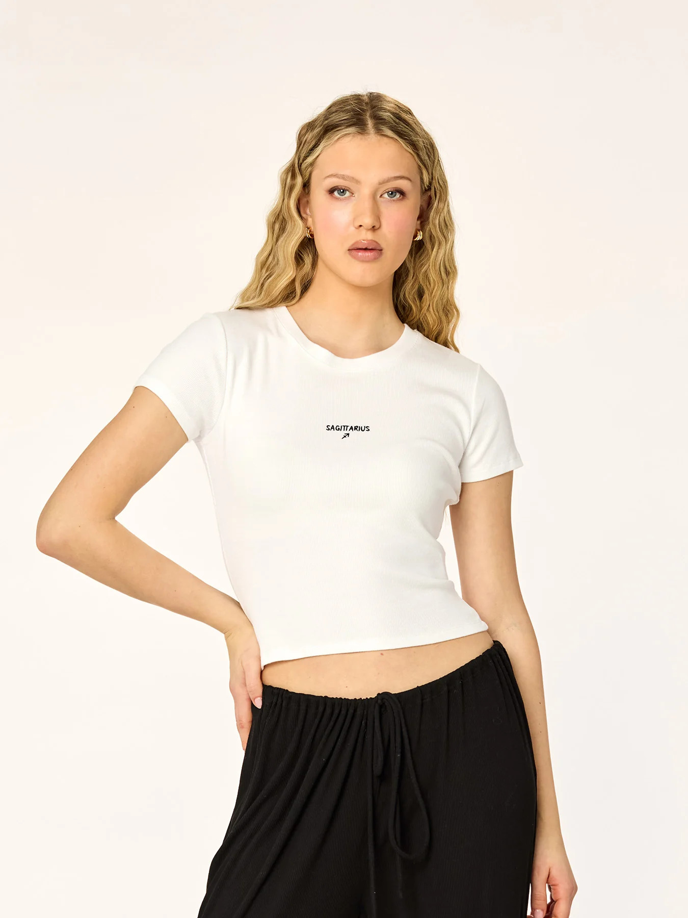 ZODIAC - Sagittarius - Baby Tee • White | Ninety-9