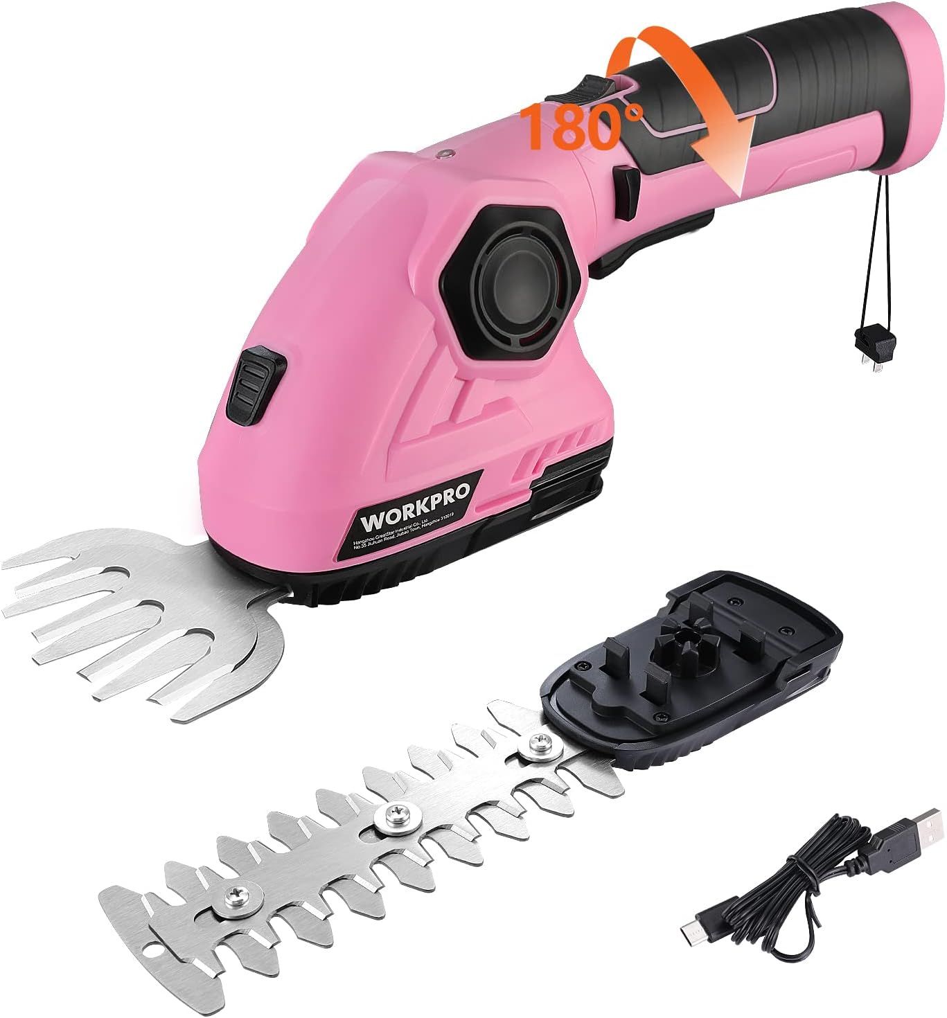 WORKPRO Pink Cordless Grass Shear & Shrubbery Trimmer - 2 in 1 Handheld Hedge Trimmer 7.2V Electr... | Amazon (US)